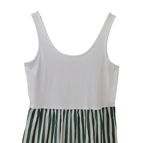 J.Crew Striped Tiered Midi Dress Womens Size L White Green Pockets NWT - Picture 4 of 8
